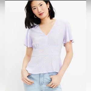 New with tags - Ann Taylor Loft lavender flutter sleeved blouse